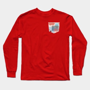 Pocket - Abstract Striped Geo Red Long Sleeve T-Shirt